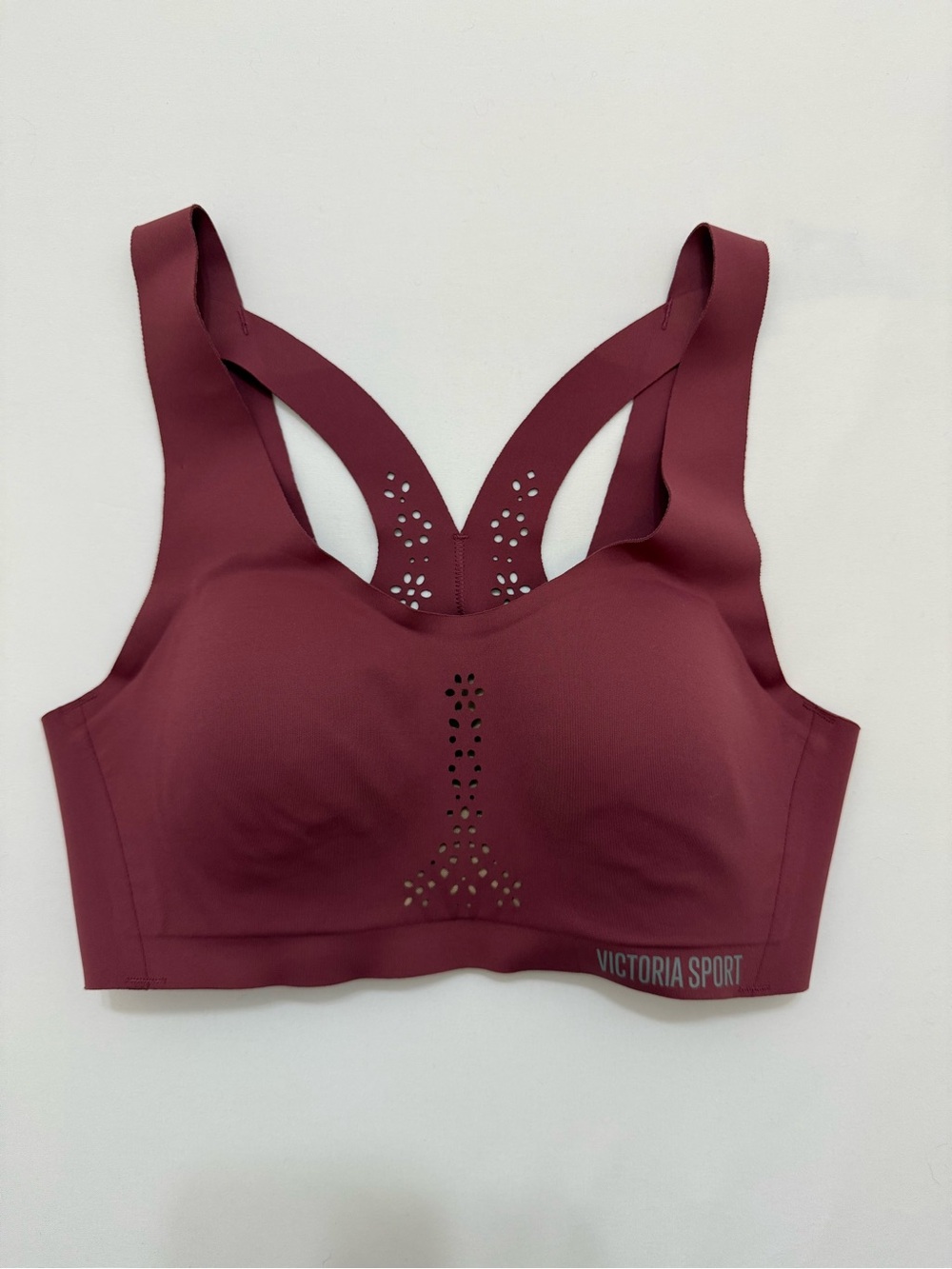 Victoria Sport Angel Max Sports Bra 32B Burgundy Red Laser Cut Sport